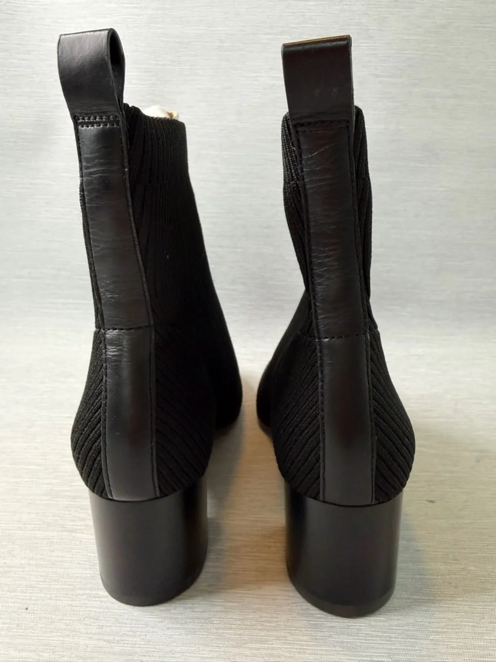 Everlane The Glove Boot Rib Knit Ankle Sock Boots Size 8 Black ReKnit Block Heel